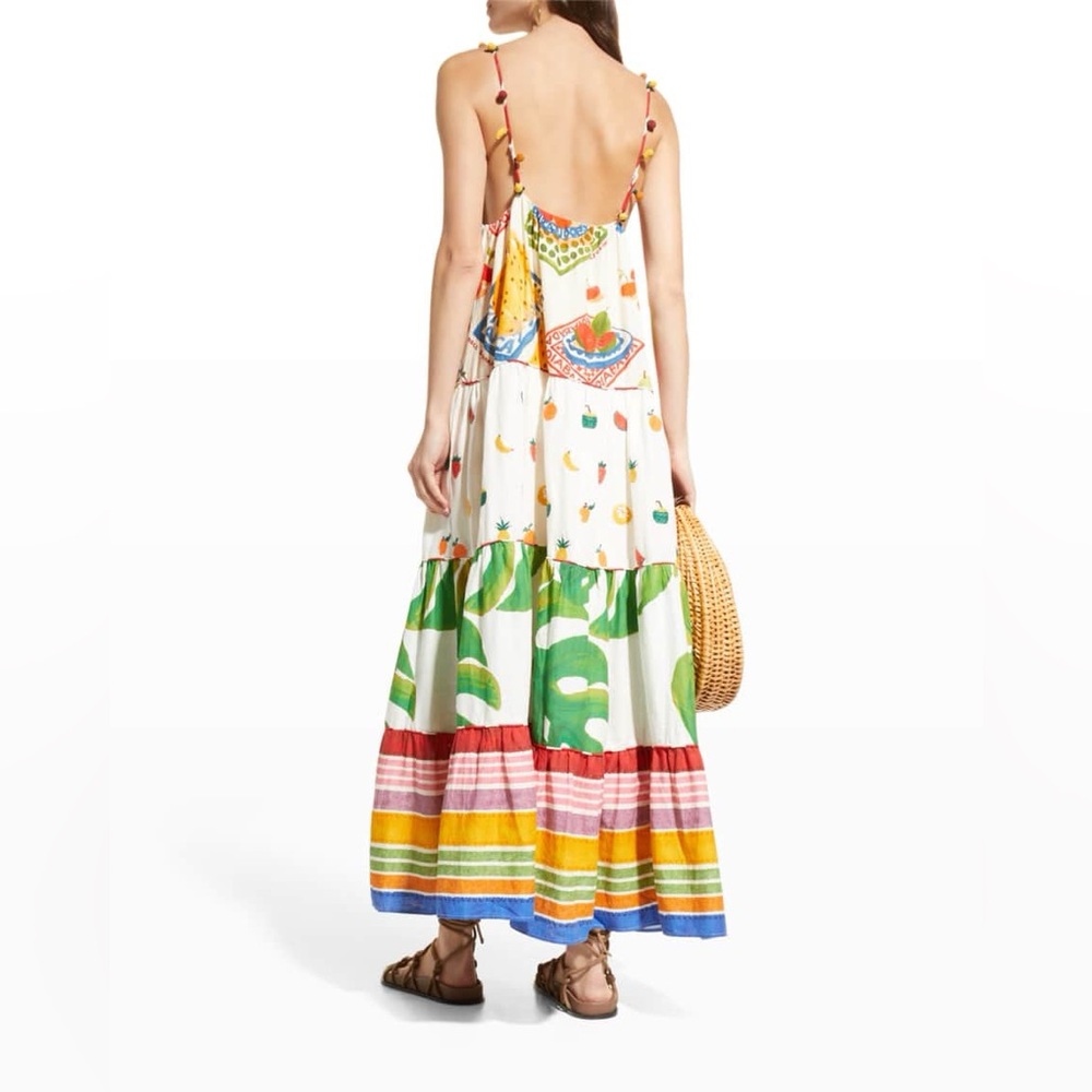 NWT Farm Rio Mixed Picnic V Neck Maxi Dress - Picture 5 of 10